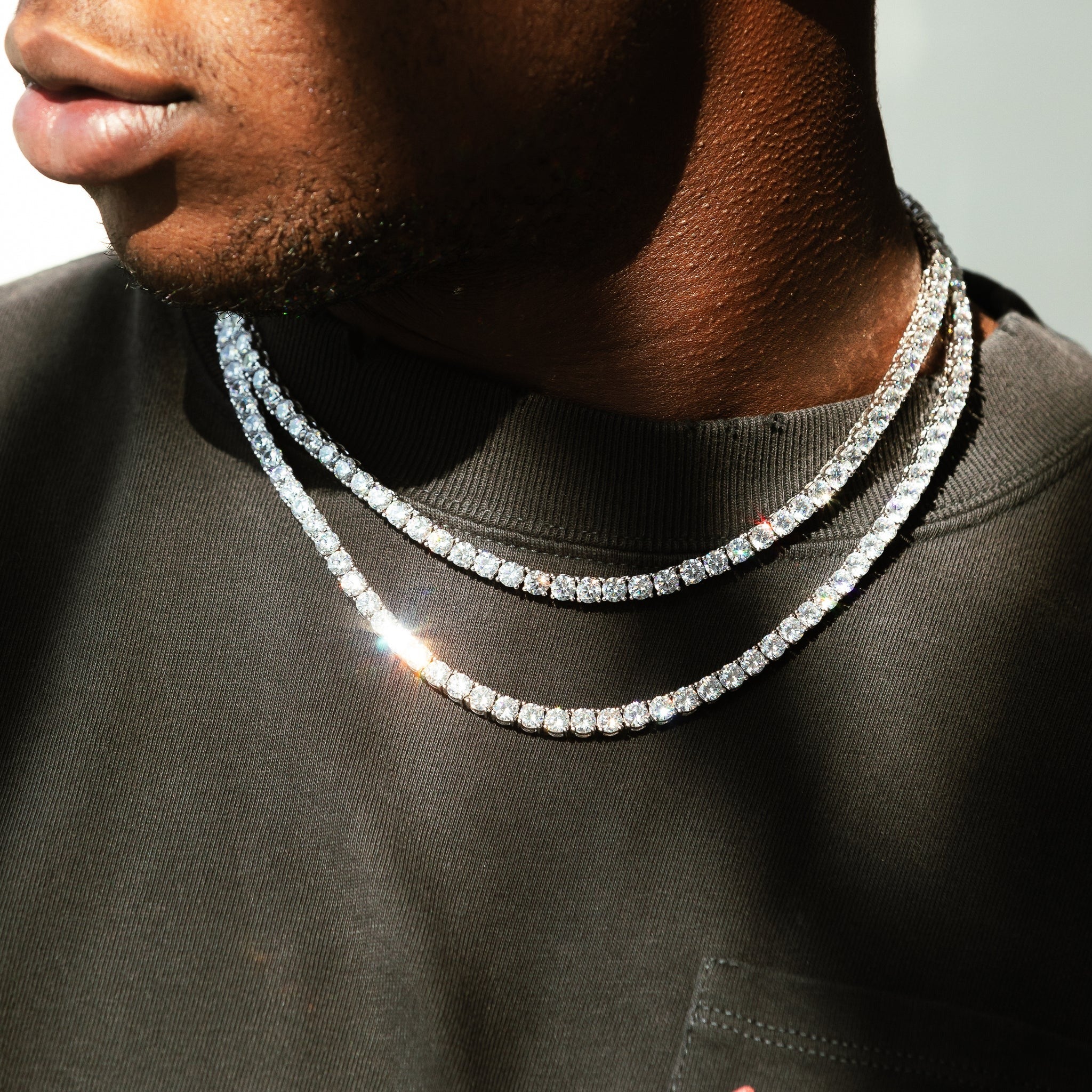 5mm Flow Halskjede - Hvit gull