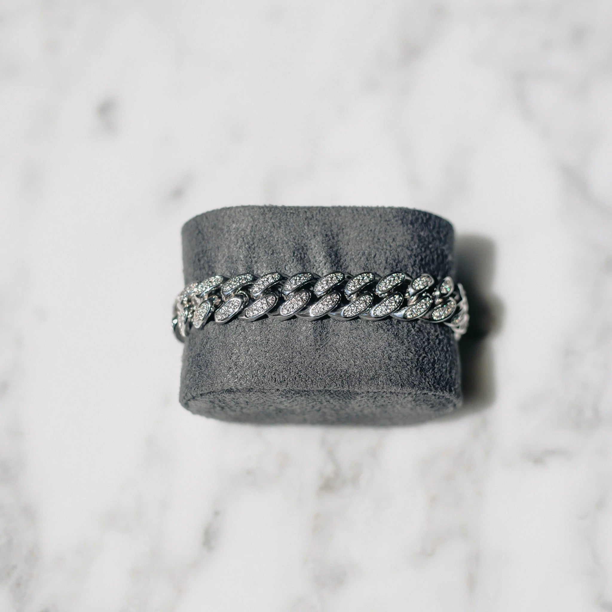 13mm Cuban Armbånd - Hvit Gull