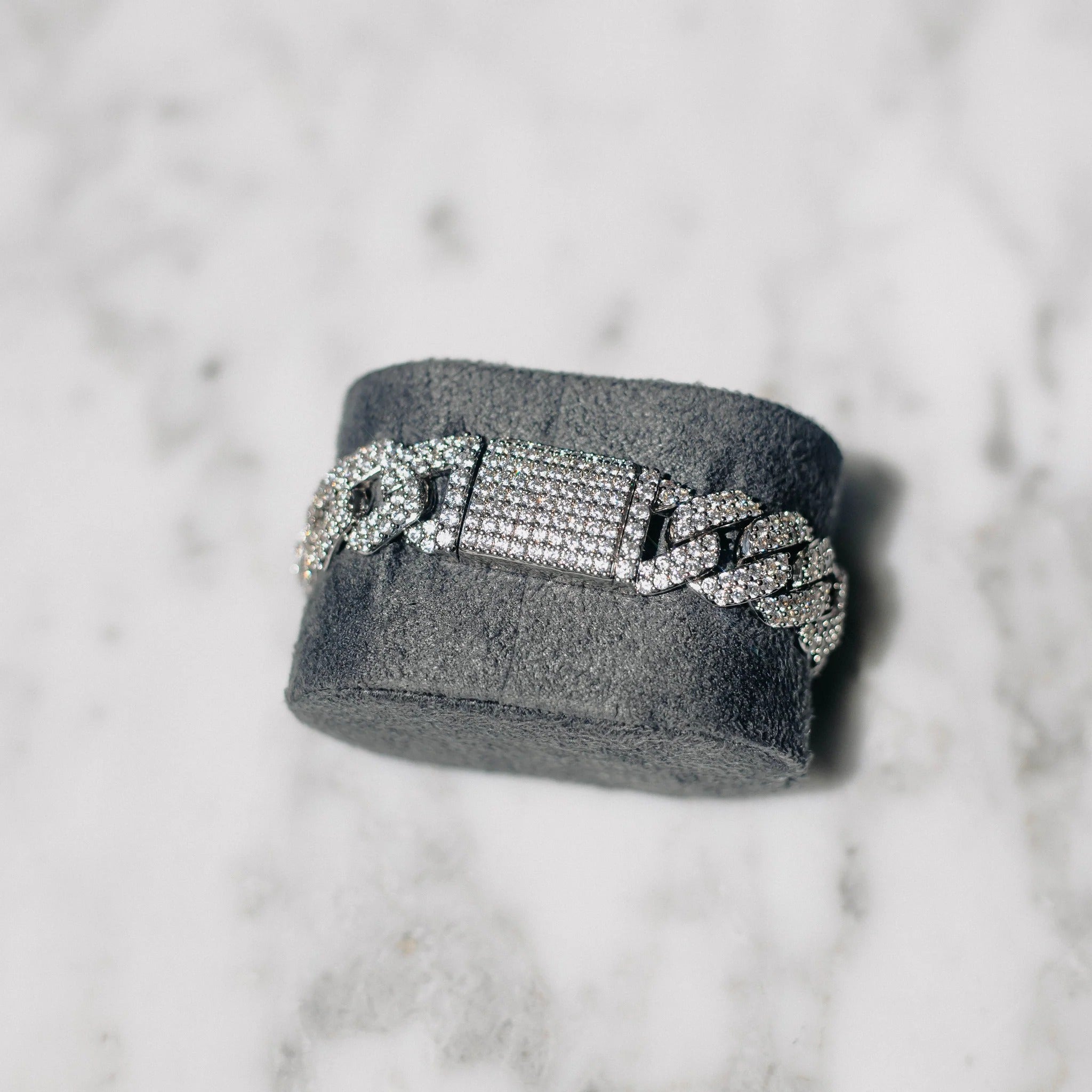 15mm Cuban Armbånd - Hvit Gull