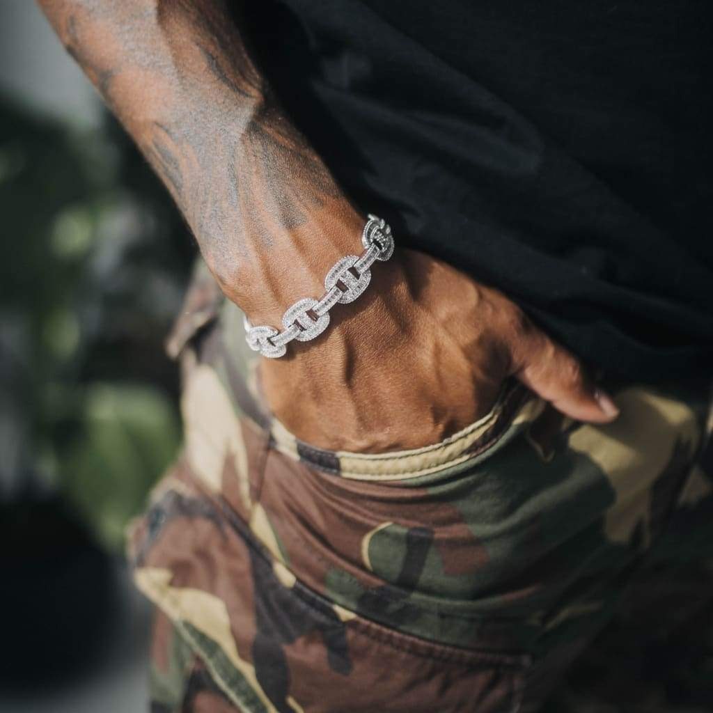 15mm FF-Lenke Armbånd - Hvit Gull