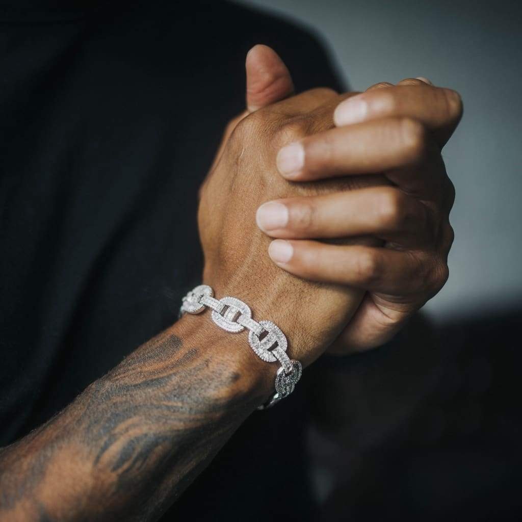 15mm FF-Lenke Armbånd - Hvit Gull