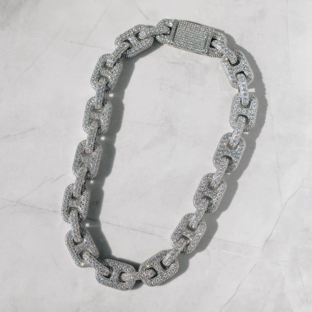 19mm G-Chain Halskjede - Hvit gull