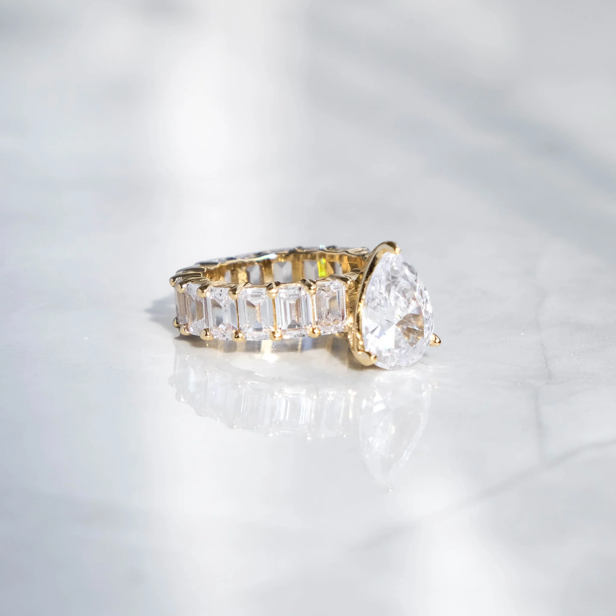 Baguette Krystall Ring - 18K Gull